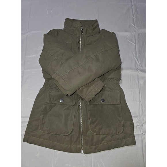 H&M Divided Girls Size US 6 Olive Green Full Zip Military Jacket Long Sleeve - Picture 1 of 9